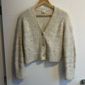 ABERCROMBIE | Super Soft Cropped Oversized Cardigan - Oat/Cream/Grey Marl